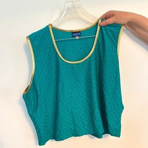 Elhoffer Design Teal Women's Sleeveless cropped shirt Plus Size 4X